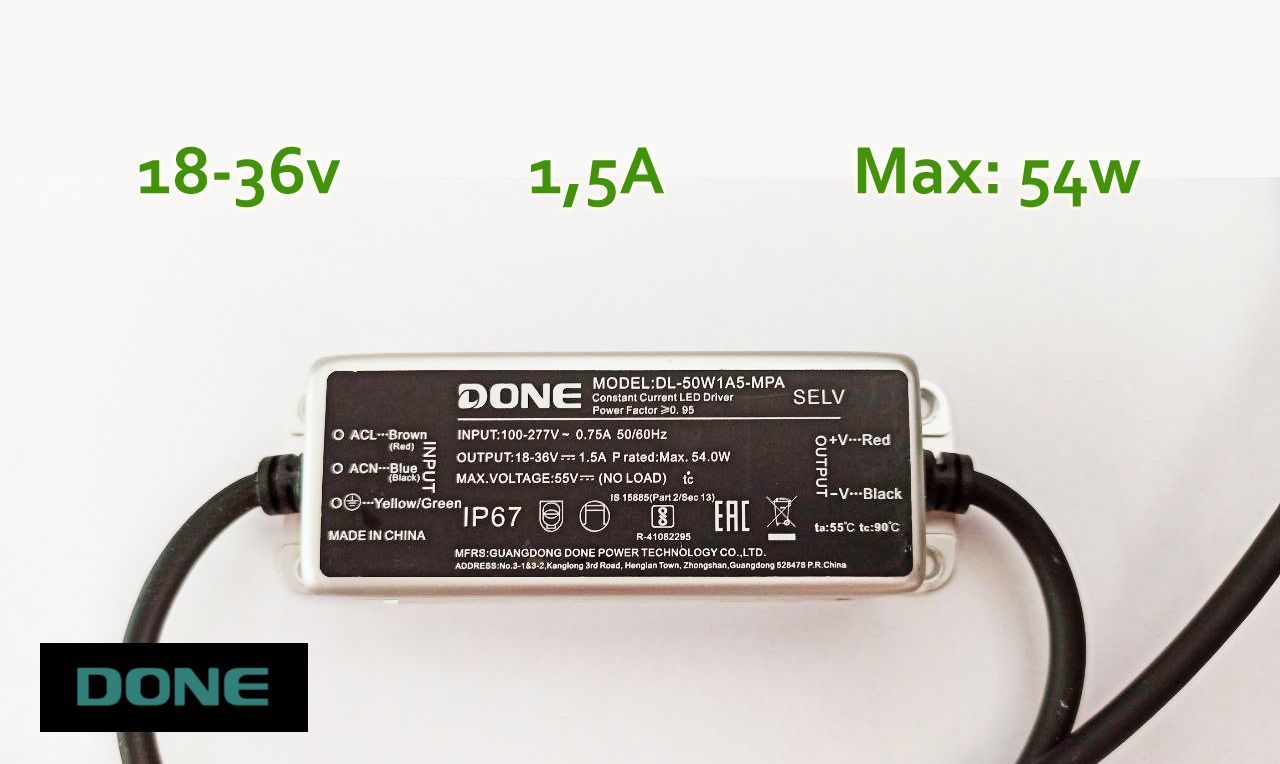 DONEБлокпитаниядлясветильника,36В,54Вт
