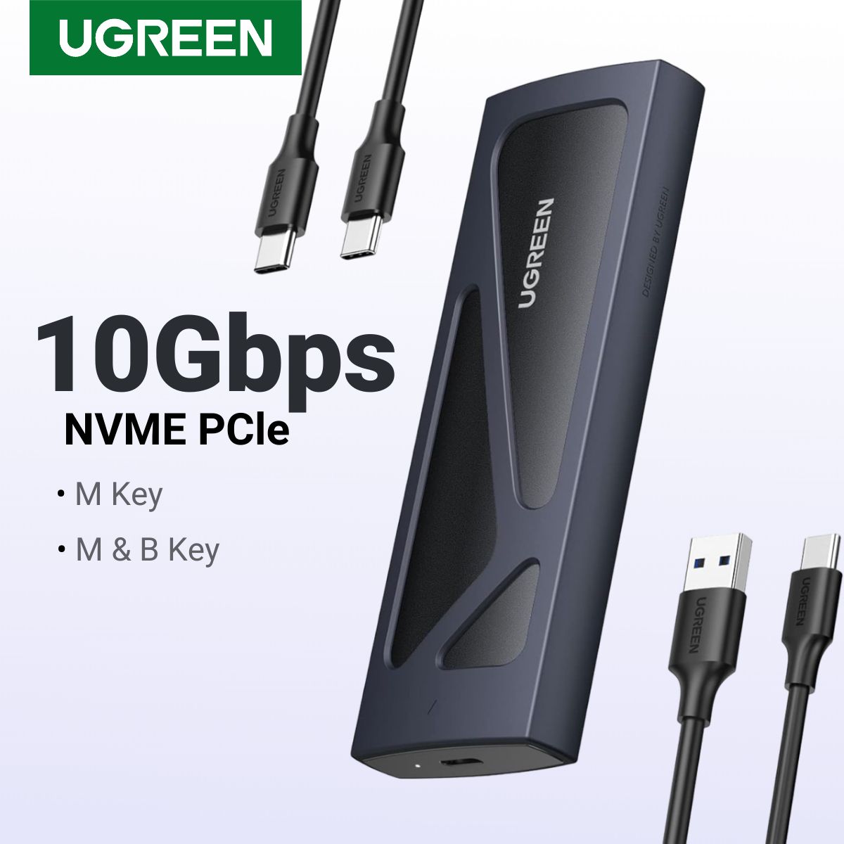 Внешний бокс UGREEN CM578 (15512) M.2 NVMe SSD Enclosure с кабелем USB-C и USB-A, серый