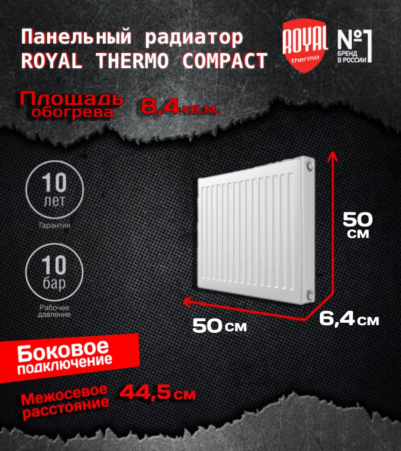 РадиаторпанельныйRoyalThermoCOMPACTC21-500-500RAL9016