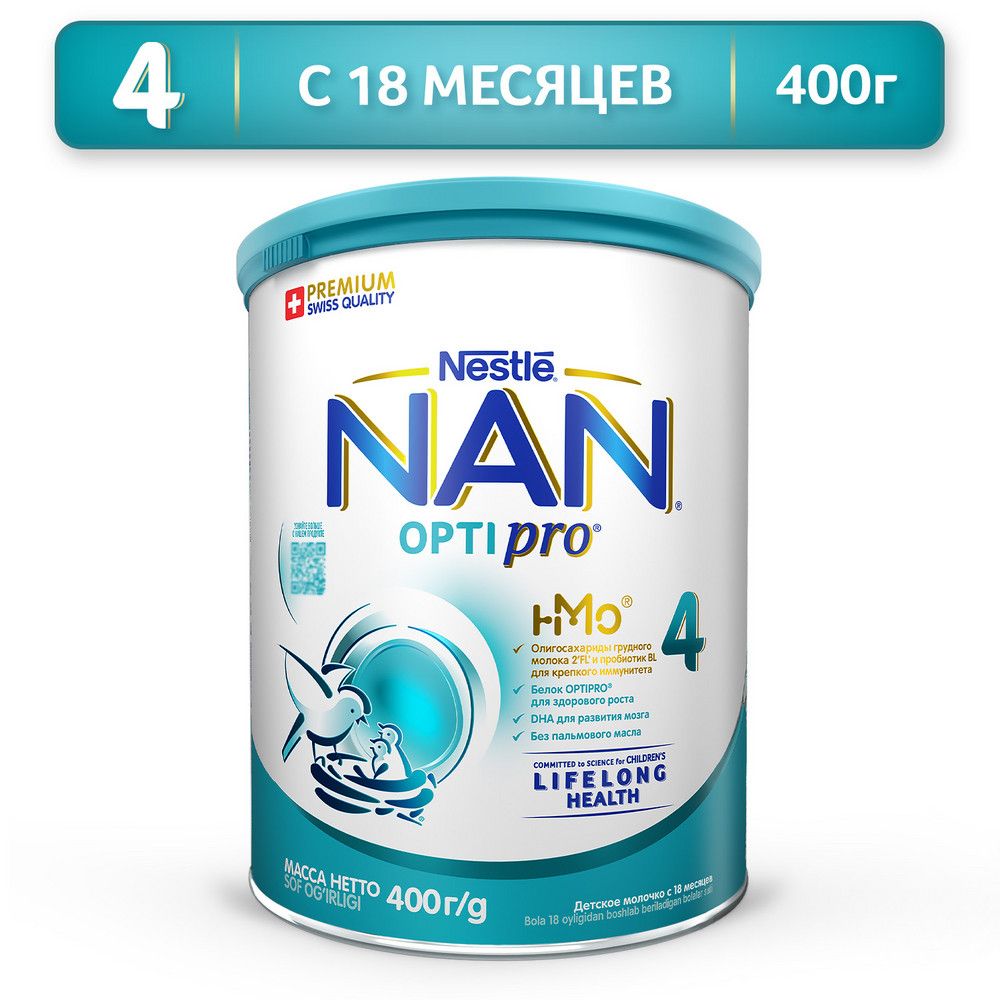 Молочко NAN 4 OPTIPRO с 18 месяцев 400 г 1 шт