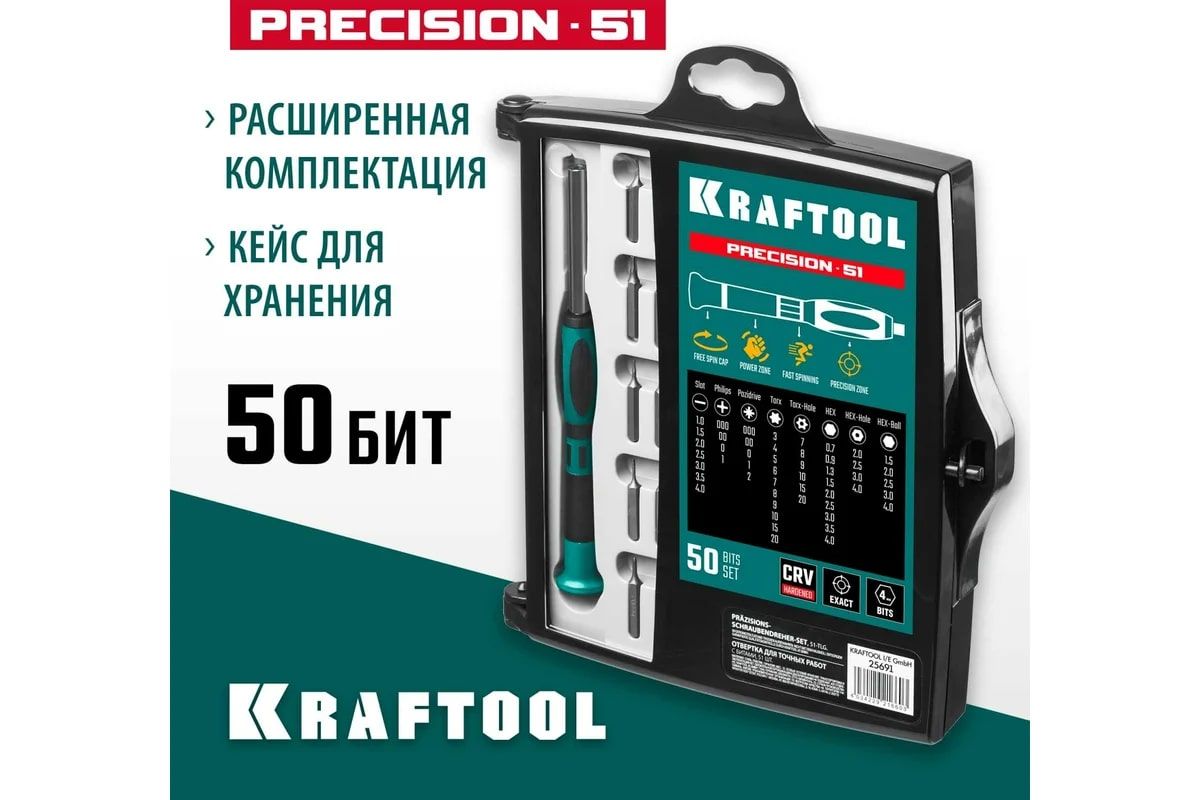 KRAFTOOLPrecision-51,51предм.,дляточныхработ,отвертка(25691)