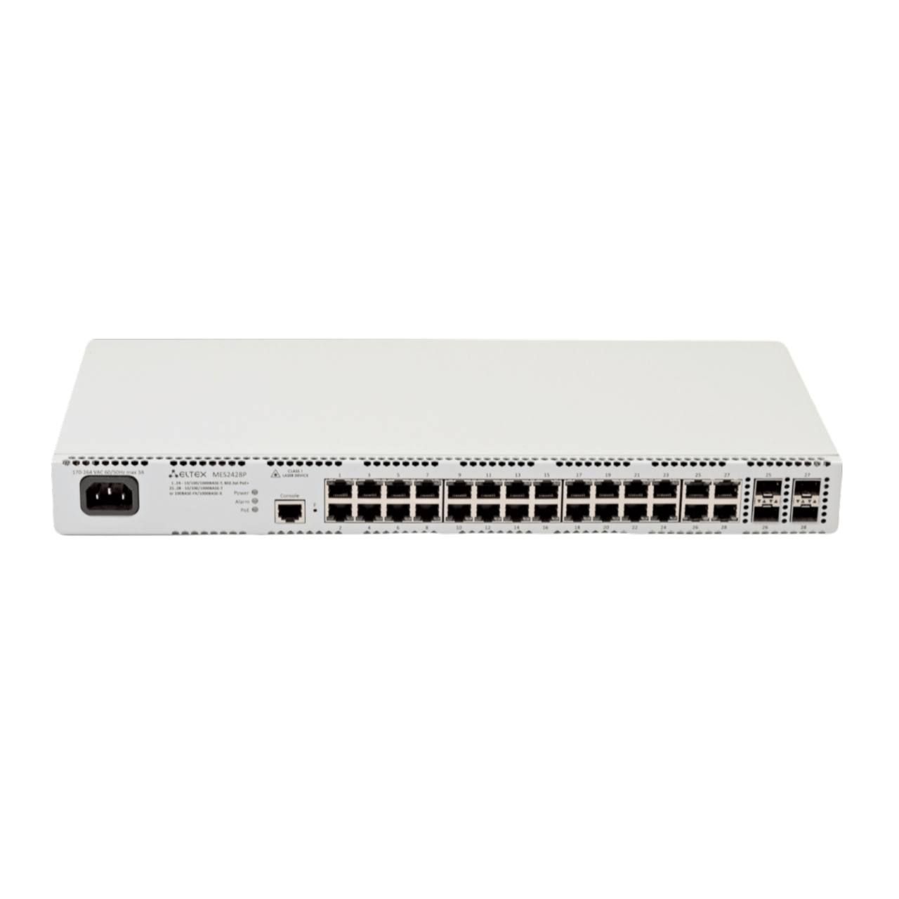 Коммутатор Коммутатор MES2428P 24 PoE, 4 порта SFP, серый