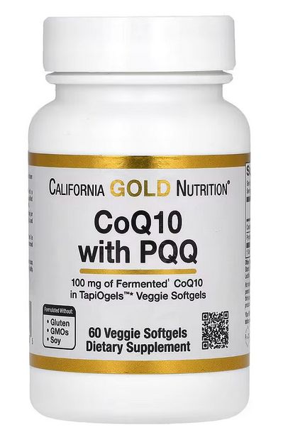 California Gold Nutrition, коэнзим Q10 с пирролохинолинхиноном (PQQ), 100 мг, 60 растительных капсул