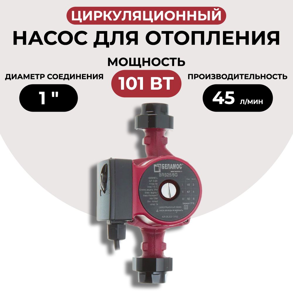 Циркуляционный насос Belamos BRS 25/6G для отопления, чугун (180мм)