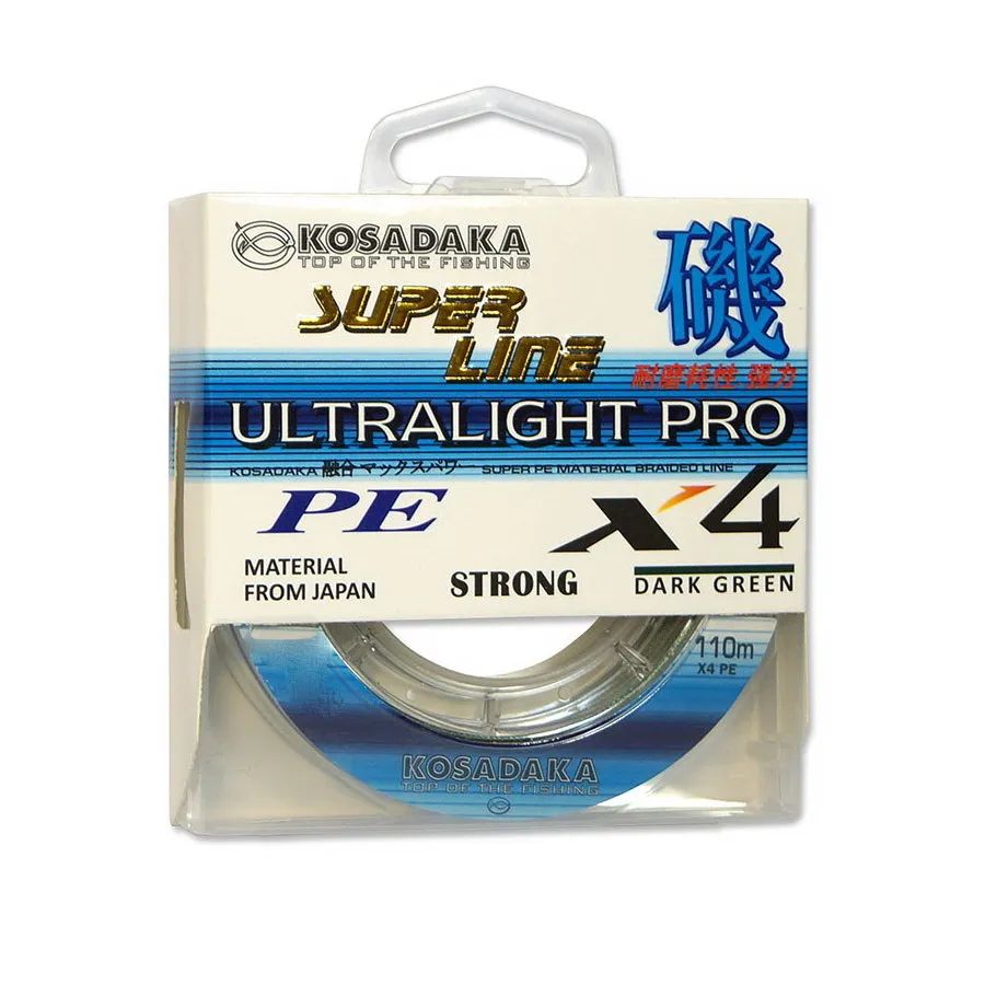 Леска плетеная Kosadaka "Super Line PE X4 Ultralight PRO" 110м, цвет: dark green, 0,10мм, 5,7кг, Артикул: BSLX4JP-110-DG-010