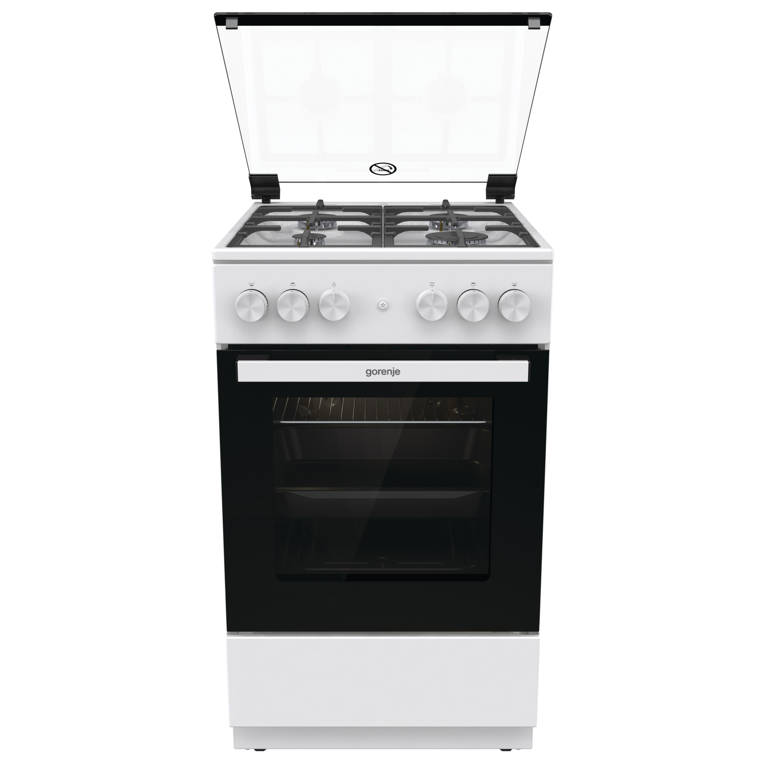 Газовая плита Gorenje GG5A12WF-B, 50 см, A, духовка 70 л., Чугунные решетки, автоподжиг, белая