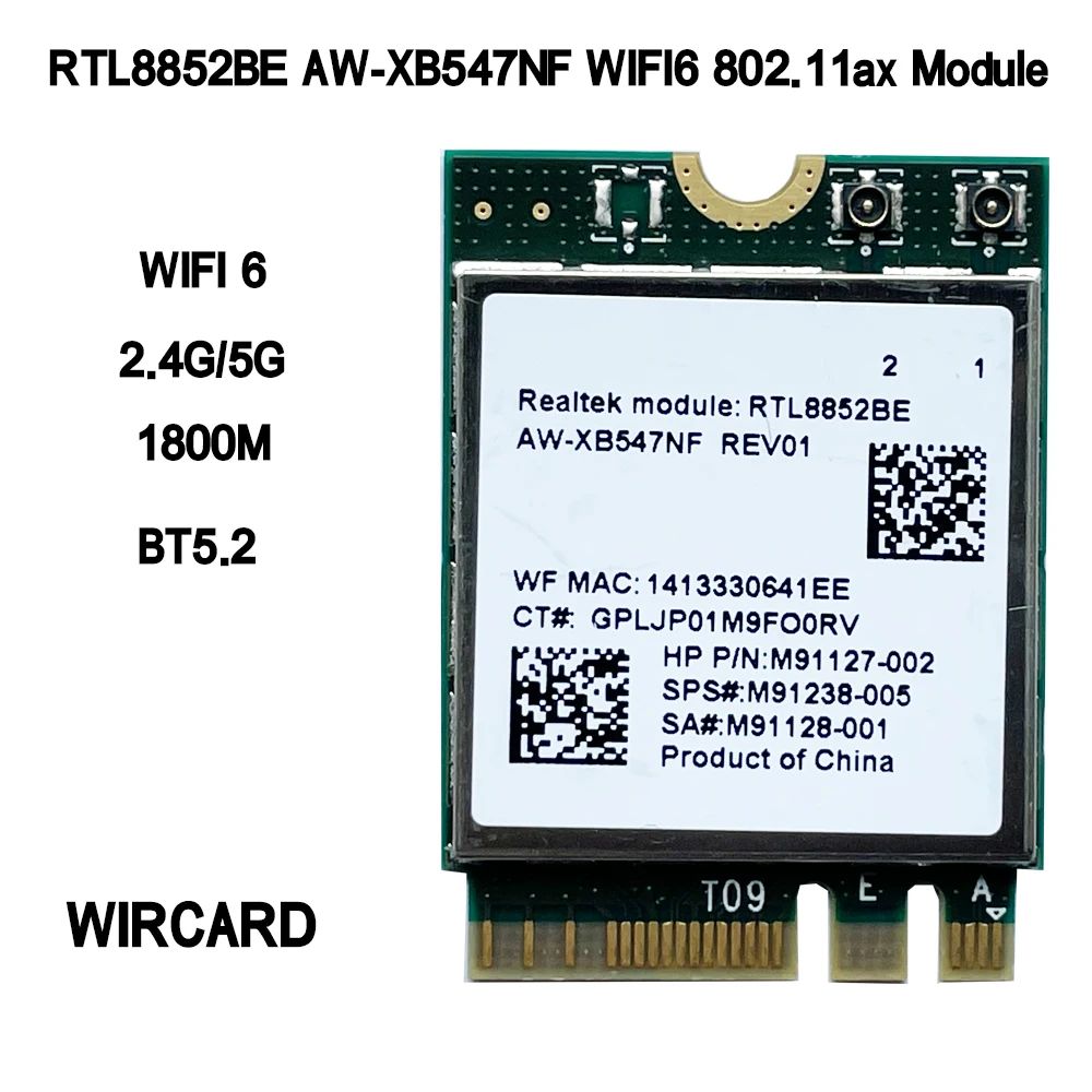 Wi-Fi6AW-XB547NFRTL8852BEсетеваякарта1800Мбит/сBT5.2двухдиапазонныйбеспроводнойWi-Fiадаптер802.11ax2,4G/5ГГц