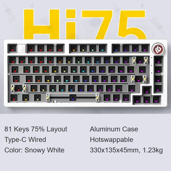 LEOBOGИгроваяклавиатурапроводнаяHi75DIYKit,SnowyWhite,Wired,Aluminium,белый