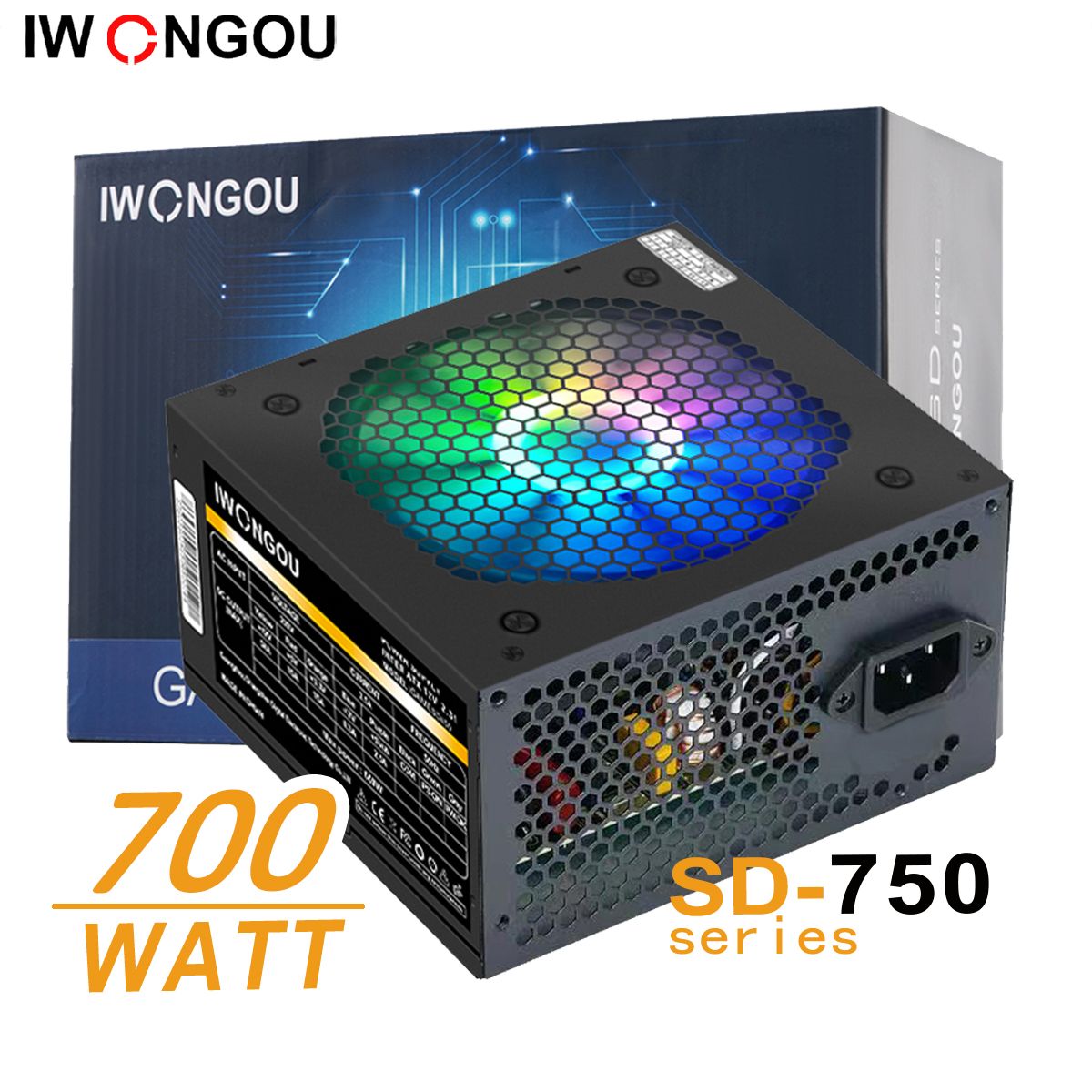 блокпитания750wкомпьютеркулерIWONGOUсистемныйблокигровой12cmfan,20+4pinCPU(4+4)4*SATA,2*IDE,PCI-E(6+2)gamingкабельпитания