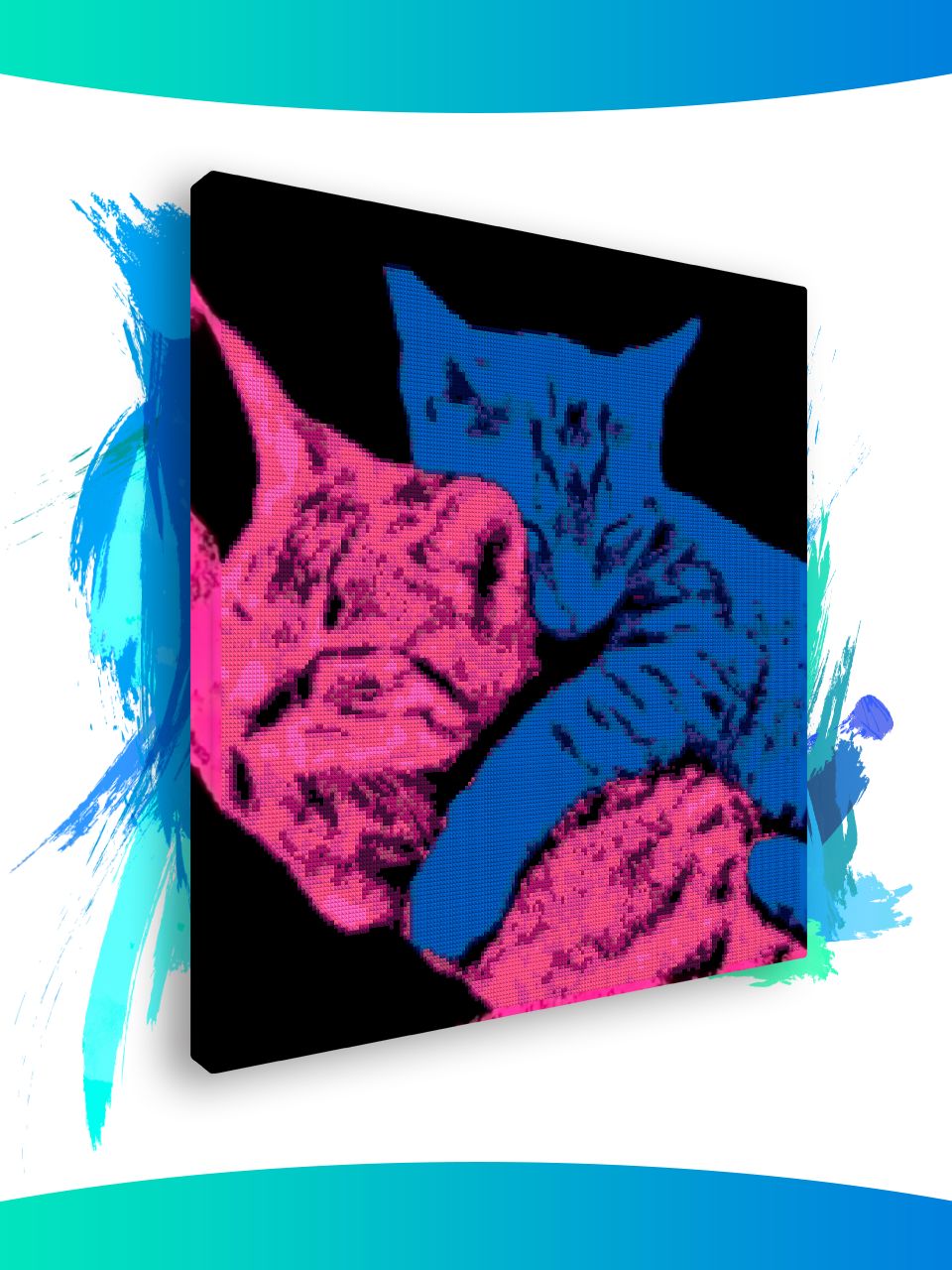 Алмазная мозаика на подрамнике - вышивка TV Girl Kitty 50 х 50 см