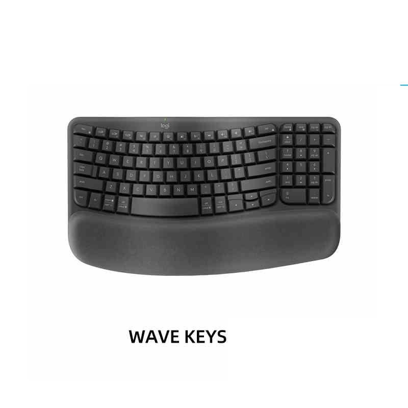 Alzzlie Клавиатура беспроводная Logitech Wave Keys,black, Английская раскладка, черный