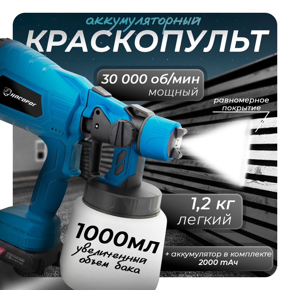 КраскопультэлектрическийаккумуляторныйотProductMaxсбольшимбаком(1000мл)и3-мясоплами(I-II-IIIгруппывязкости)+аккумуляторвкомплекте