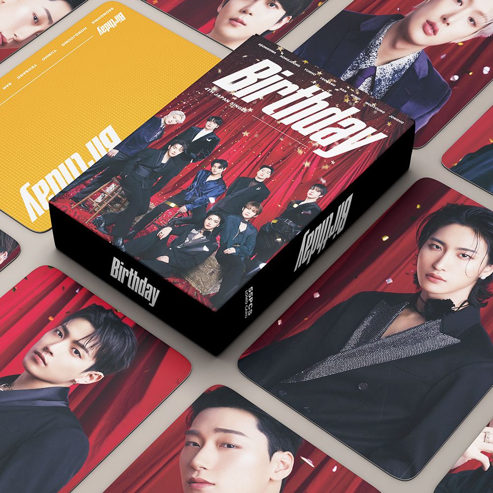 ATEEZ LOMO Cards 55 шт. JAPAN Album K-POP BIRTHDAY Мини-фотокарточки 2024 Коллекционный постер-открытка для фанатов