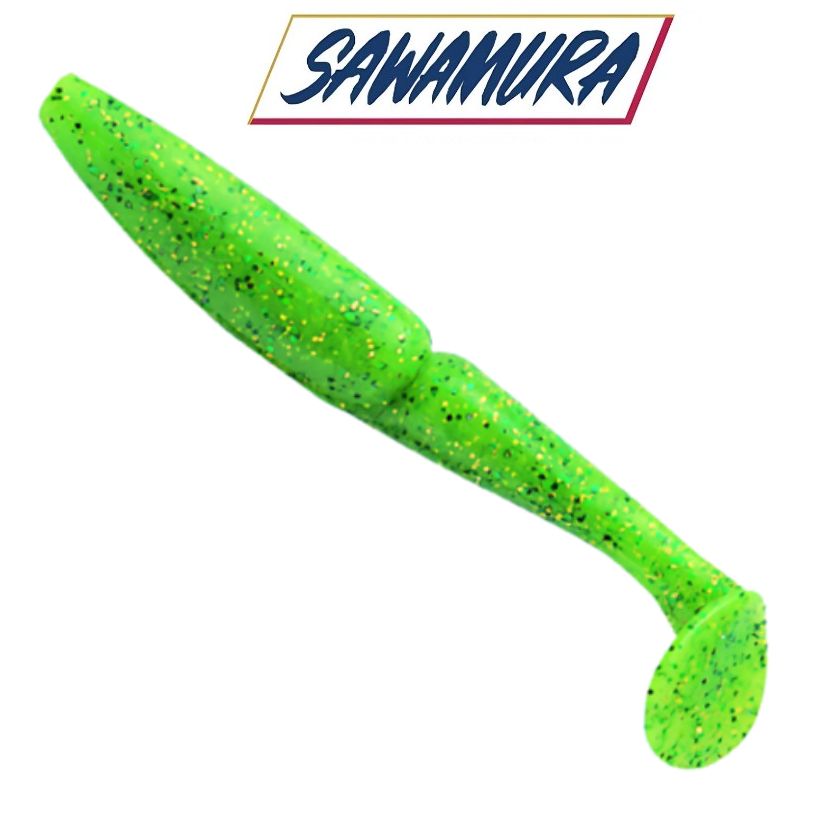 Приманка силиконовая Sawamura One'Up Shad 3", вес 3,8гр, цв. #020 / Мягкая приманка Савамура для джига / Виброхвост на окуня, судака, щуку