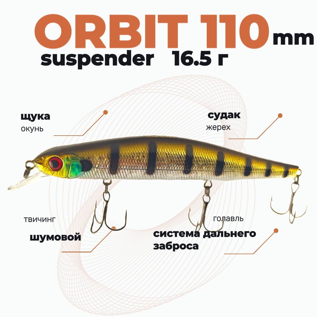 Воблер Orbit 110 mm suspender шумовой 16.5 g col#509r на щуку , судака , окуня