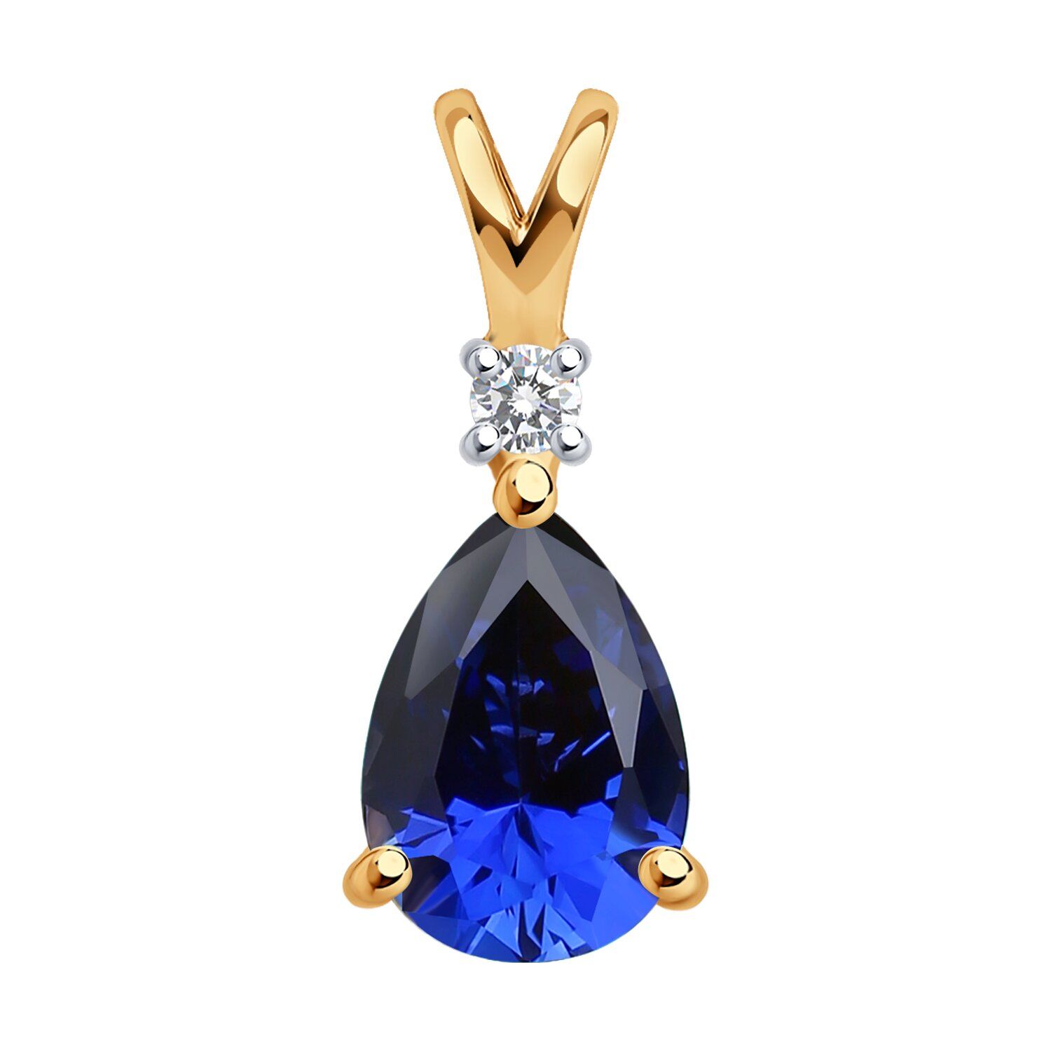Подвеска из золота с бриллиантом и сапфировым корундом ЯХОНТ Золотой Арт. 2710453