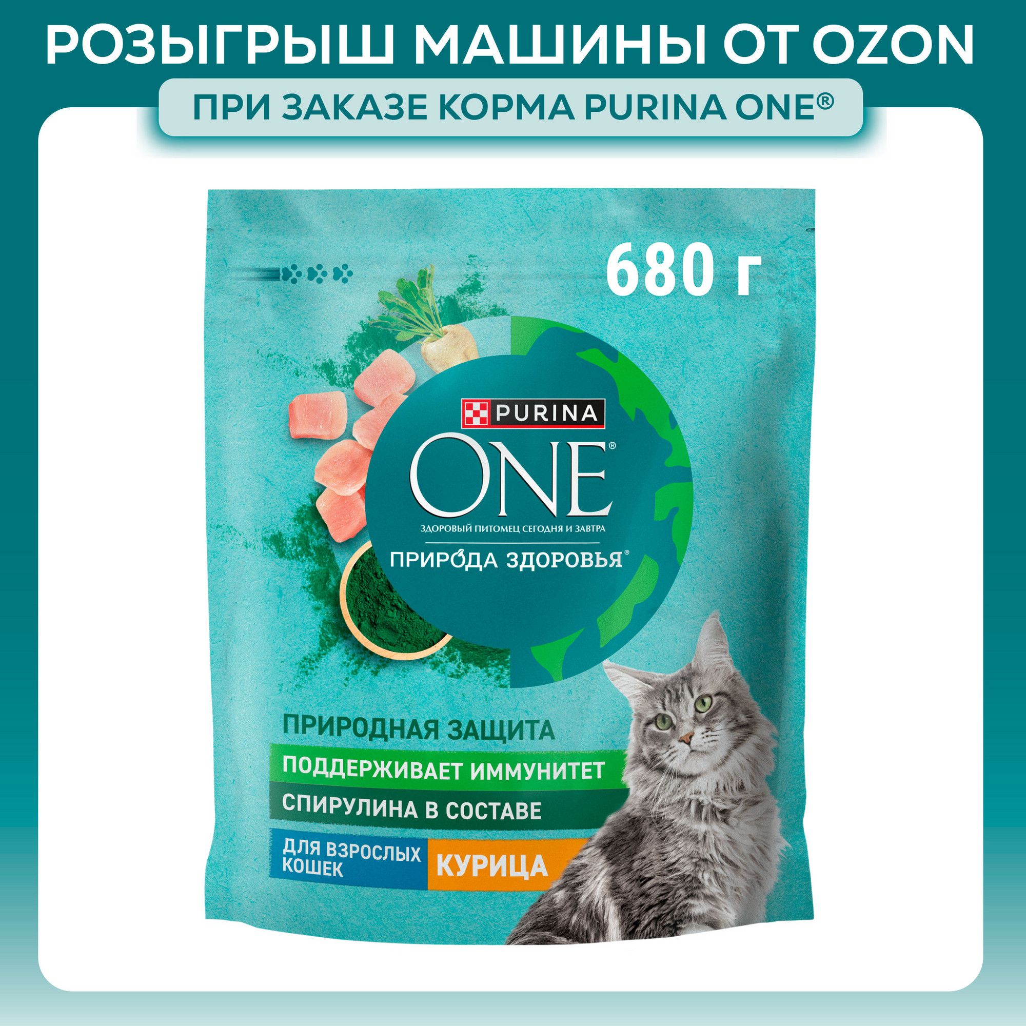 СухойкормдлякошекPurinaONEПриродаЗдоровья,скурицей,680г