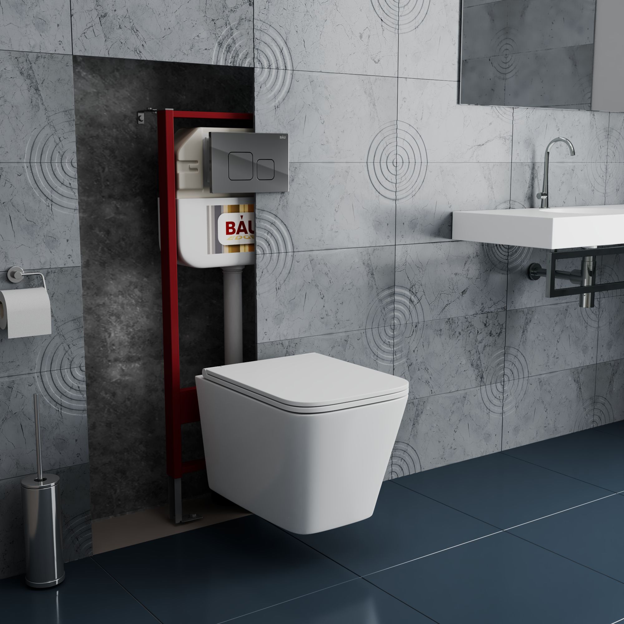 Комплект BAU 6 в 1: рамная инсталляция BAU NEO 45, унитаз подвесной безободковый OWL Vatter Ruta-H mini 49x34, быстросьёмное сиденье микролифт, кнопка смыва BAU Soul, хром