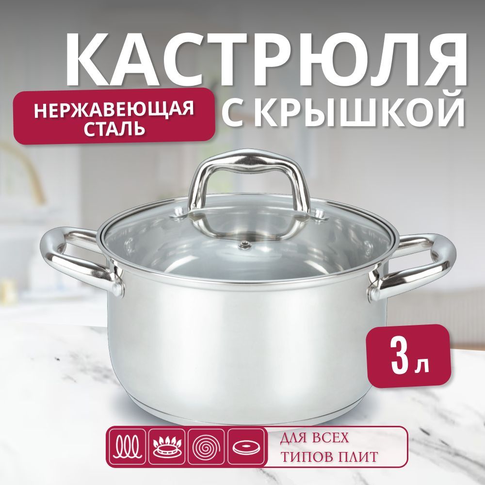 Кастрюлясостекляннойкрышкой20x11.5смYWA3818-5