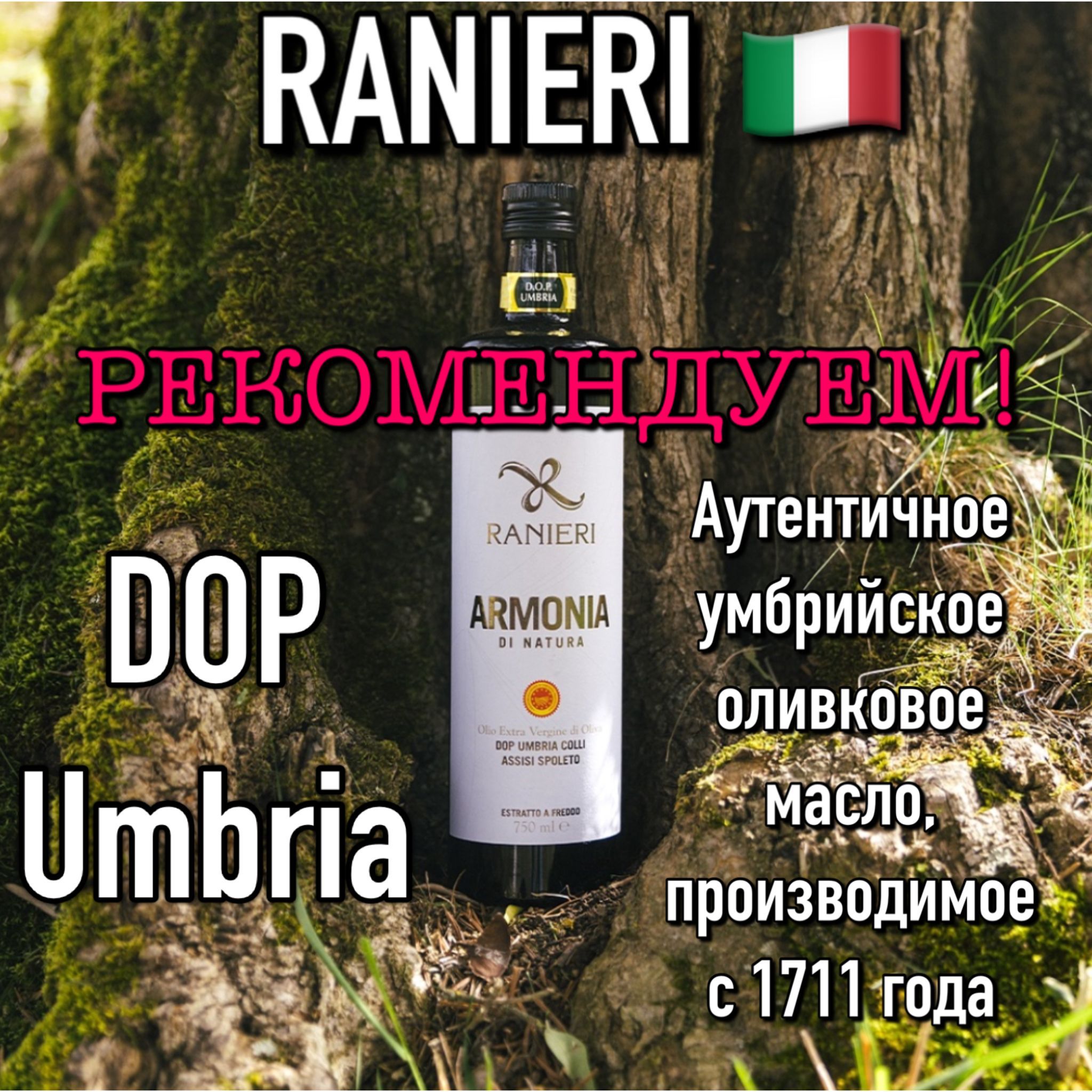 Итальянское оливковое масло Ranieri DOP Umbria ARMONIA 750 мл премиум Extra Virgin