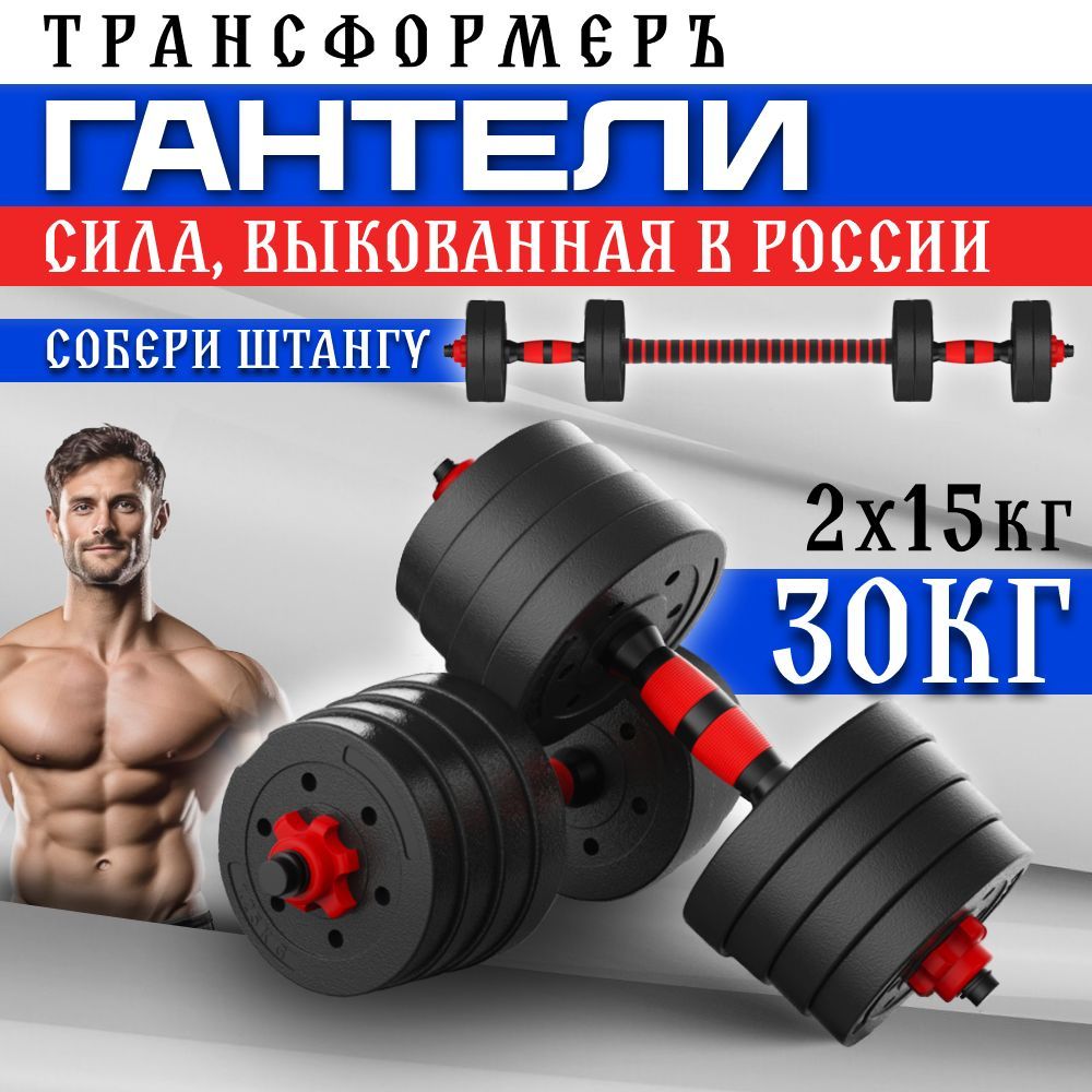 Гантели тутСПОРТ разборные для фитнеса, 2 шт. по 14 кг, черный, красный купить c доставкой на OZON по низкой цене (960689989)