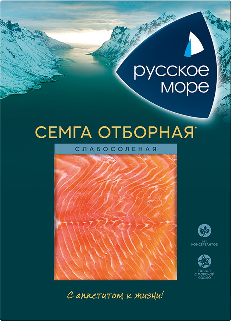 Семга слабосоленая 120 г, Русское Море, ломтики