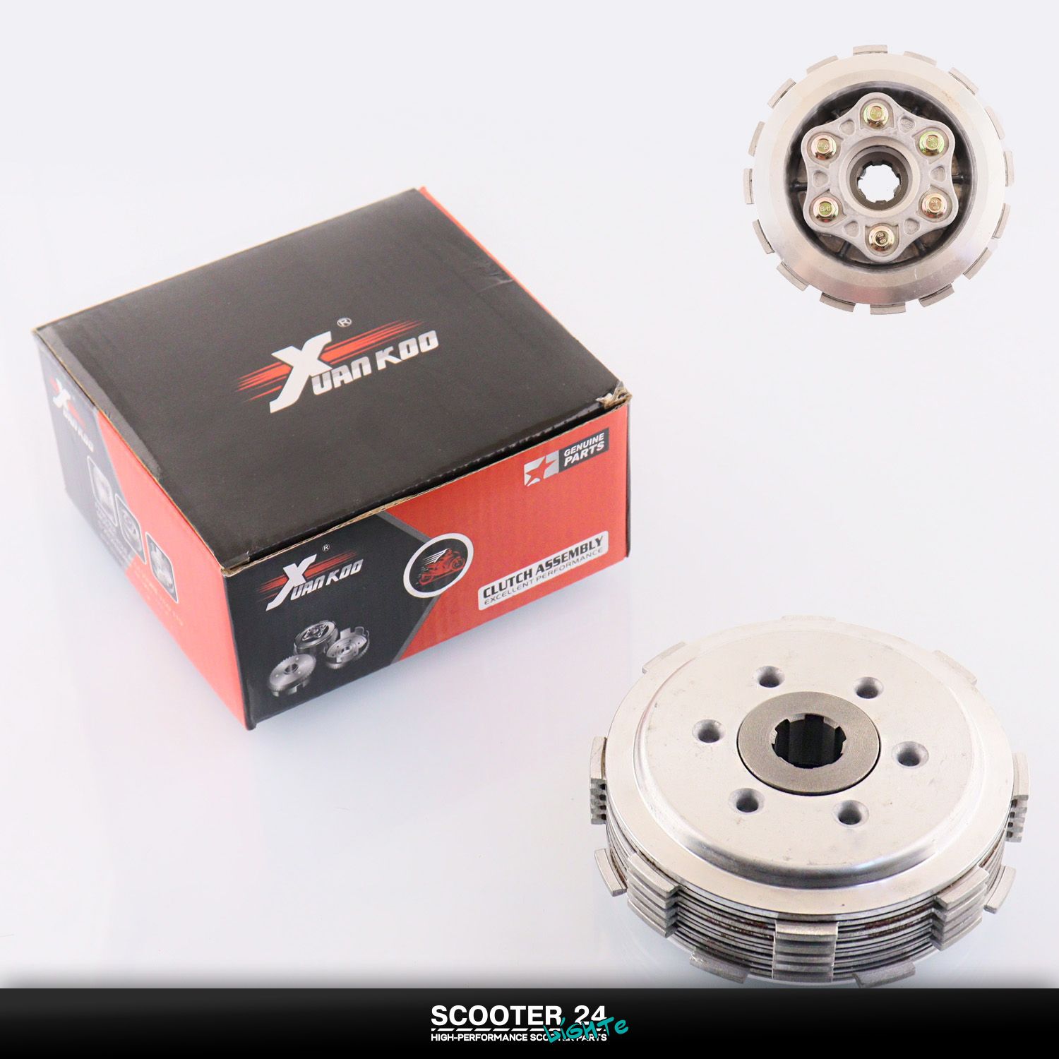 Диски сцепления в сборе на мопед 4T CG 150 (6 болтов) (диски пружины столик) расширенная