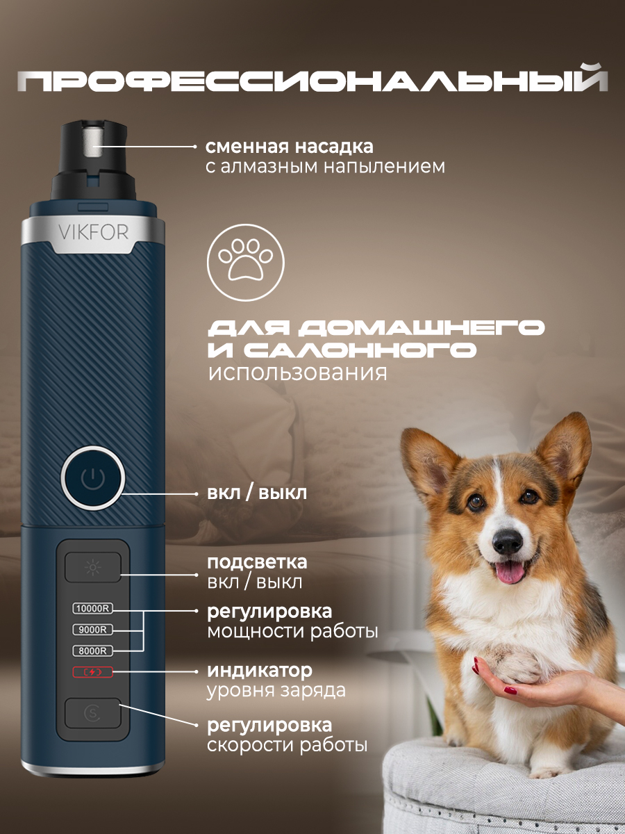 Гриндер для когтей собак, VIKFOR, мощный когтерез, 3 режима, двойная п(图3)