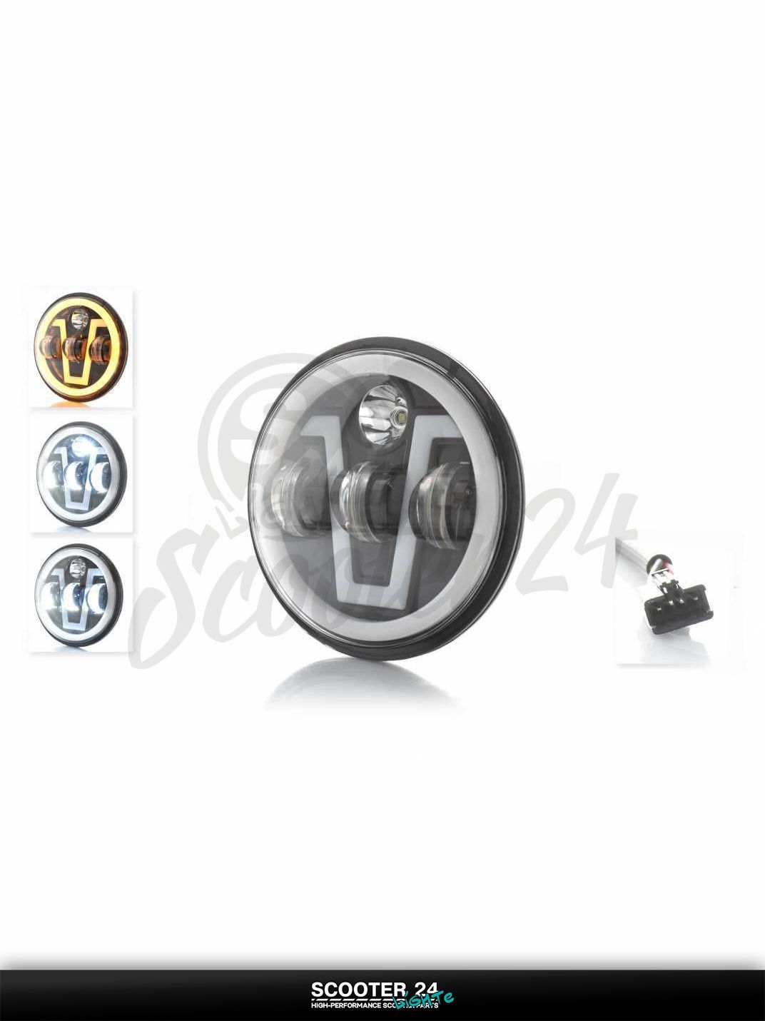 Фара на мотоцикл диодная, круглая d144, оранжевый габарит #C135 5A1 питбайк и мопед