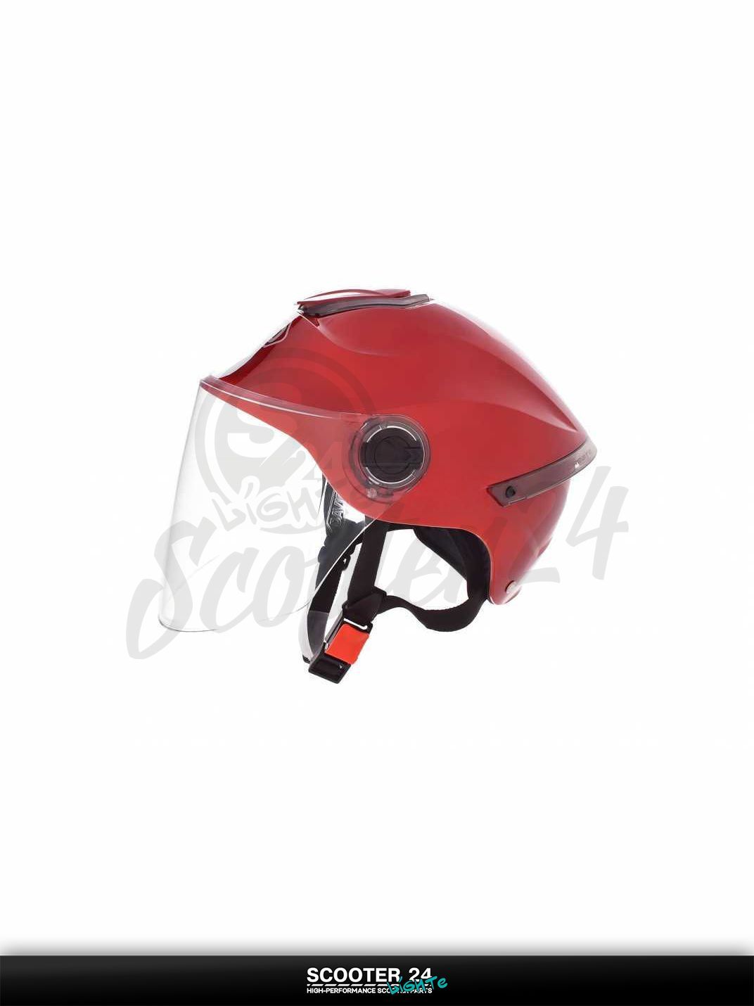 Мотошлем открытый ( вело/самокат) "DAVID" (#S307, красный глянцевый, регулятор размера, ABS) на мотоцикл / мопед и скутер