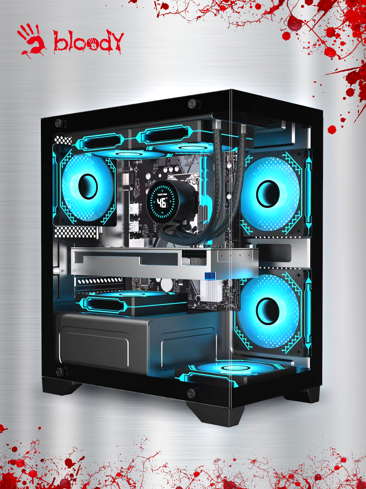корпусдляпкBLOODYBD-CC103FmATXMini-Tower,безБП,скулерами
