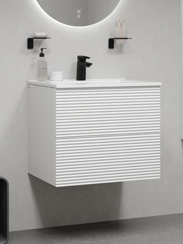 Фото товара на маркетплейсе ozon Тумба для ванной подвесная, с ящиками, 60 см, белый, Bild, IDDIS, BIL60W0i95 (подходит раковина 0136000i28)