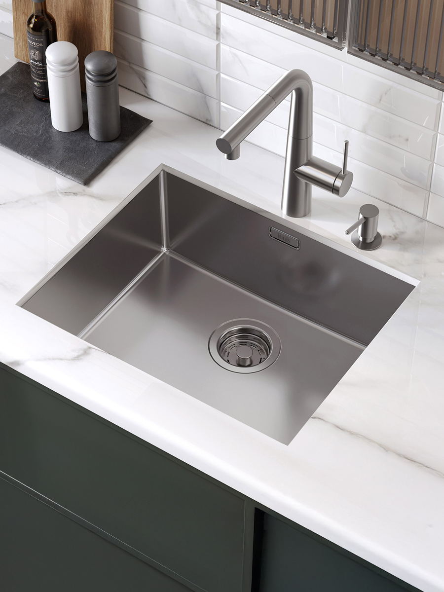 Фото товара на маркетплейсе ozon Мойка для кухни с сифоном, нержавеющая сталь, универсального монтажа, сатин, 540*440, IDDIS, Prime, PRI54S0i77