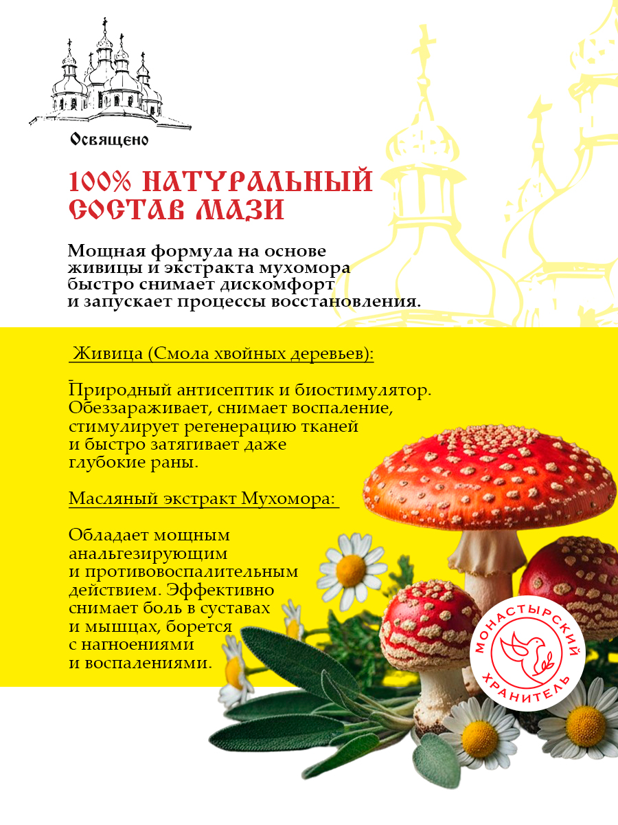 Мазь монастырская Живица и мухомор