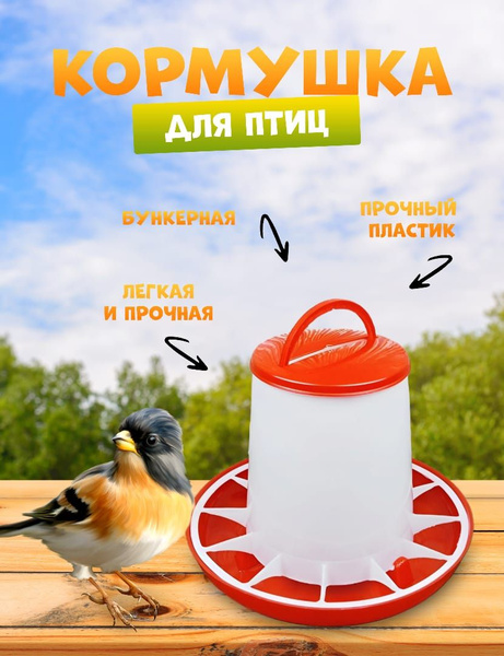 Кормушка бункерная большая для уличных птиц кур и гусей 3 кг - купить с ...