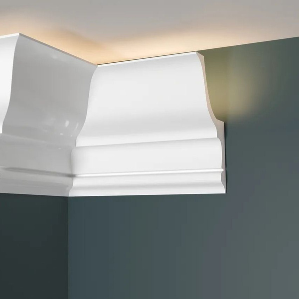 Плинтус потолочный с подсветкой LED и с отражателем, дюрополимер Decor ...