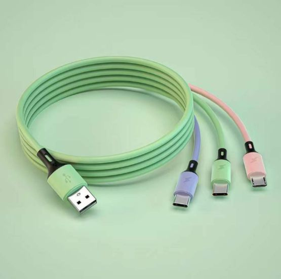 Кабель microUSB, Apple Lightning Кабель 3 в 1 зарядки 120 Вт 1.2 метра ...