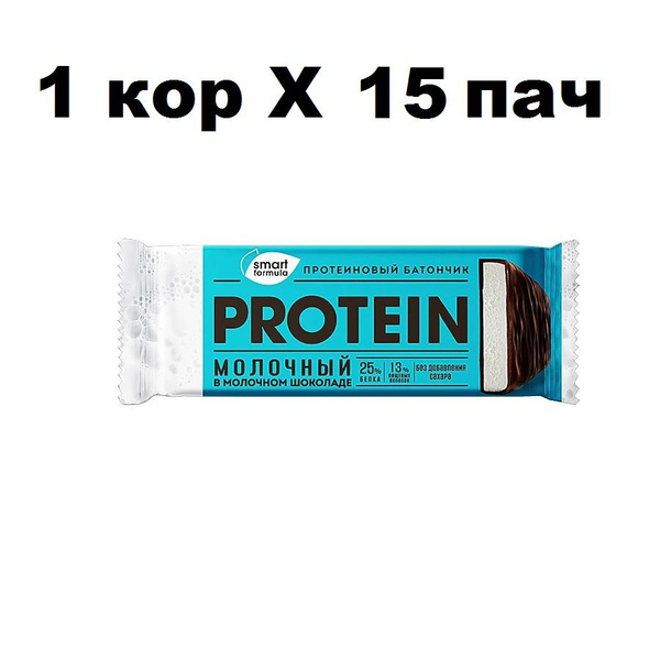 Smart Formula, батончик протеиновый молочный в молочном шоколаде, 40 г ...
