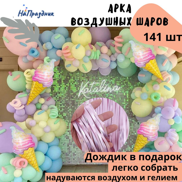 Характеристики арка из воздушных шаров набор фотозона "мороженое для ...