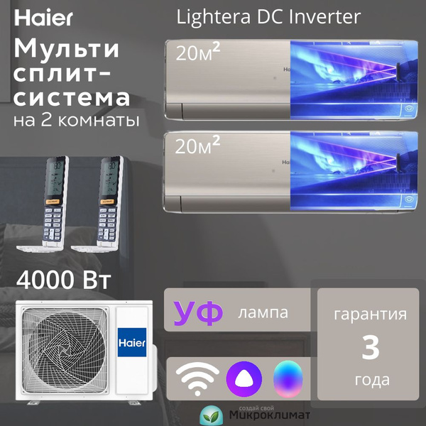 Инверторная мульти сплит-система Haier Lightera DC Inverter с Wi-Fi на ...