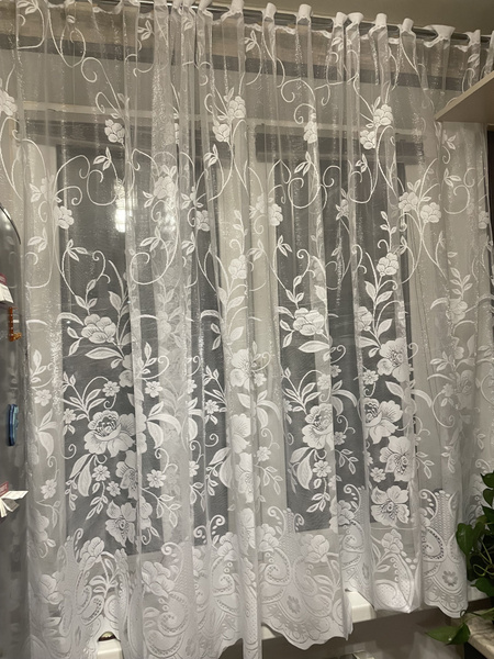 Штора отрезная Ткань для штор.Тюль Жаккард , 150х, цветы, Полиэстер ...