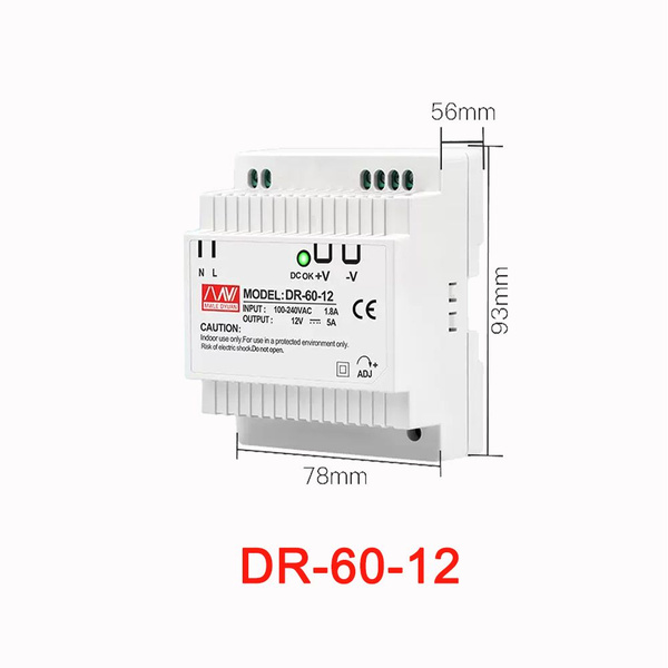 Блок питания 12В DR-60W-12 на DIN-рейку(1 шт.) купить на OZON по низкой ...