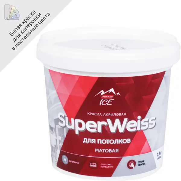 Краска для потолков Parade DIY SuperWeiss цвет белый 0.9 л kraska ...