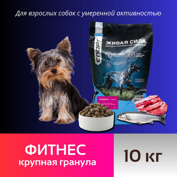 Корм сухой полнорационный Живая Сила Фитнес для взрослых собак всех ...
