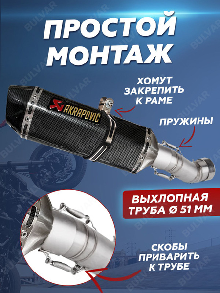 Универсальный Выхлопной Глушитель для мотоцикла Akrapovic 370мм ...