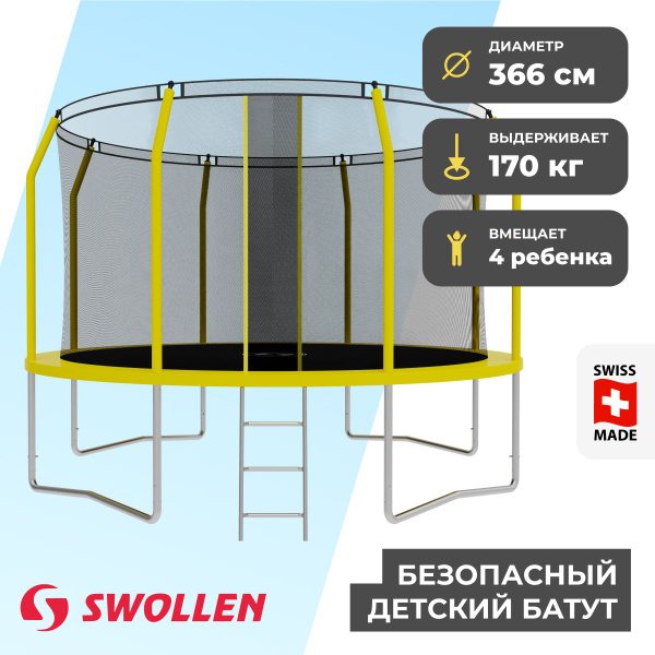 Характеристики Батут с защитной сеткой SWOLLEN Comfort Overlap 12 FT ...