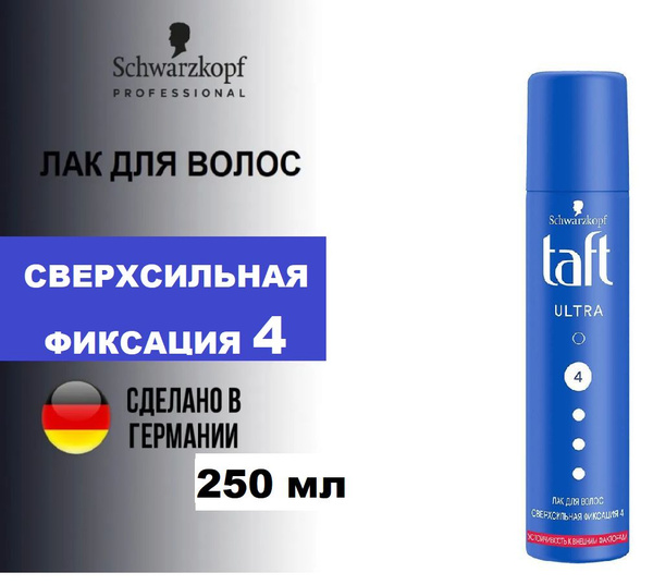Лак для волос Taft Ultra сверхсильная фиксация 4, 250 мл - купить с ...
