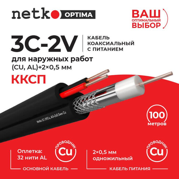 Кабель RF, DC 5.5 мм Netko коаксиальный - купить по низкой цене в ...