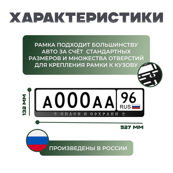 Комплект рамок для номеров автомобиля с надписью Спаси и Сохрани ...