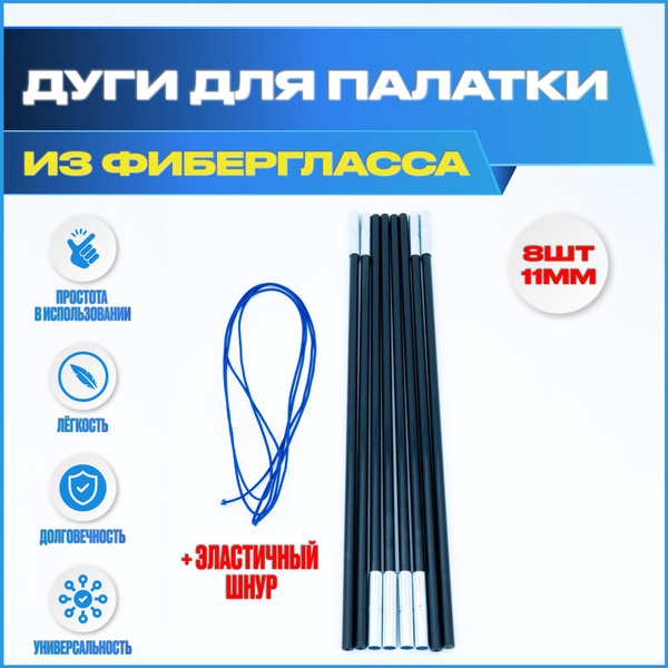 Дуги для палатки/Сегменты дуг для палатки (11х530 мм, 8 шт., фиберглас ...